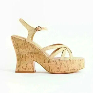 H&M Wedge Heel Sandals Tan Boho